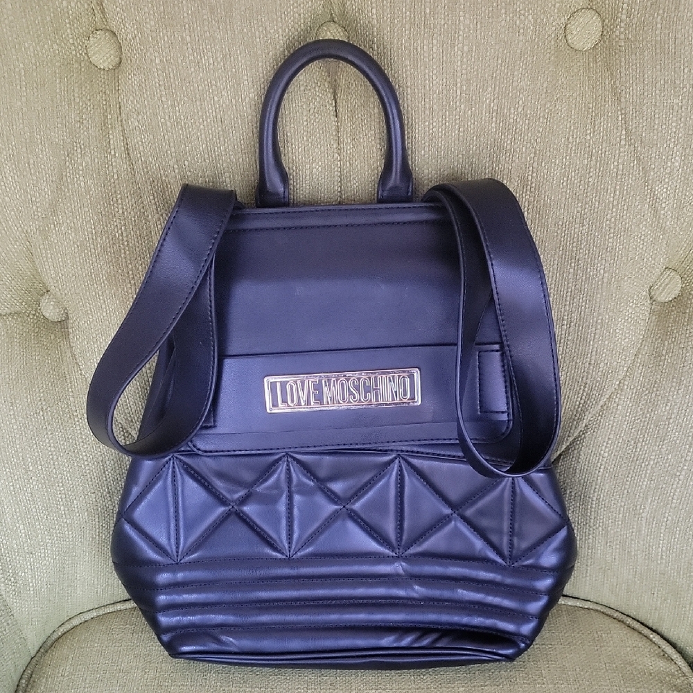 Love Moschino Black Quilted Backpack